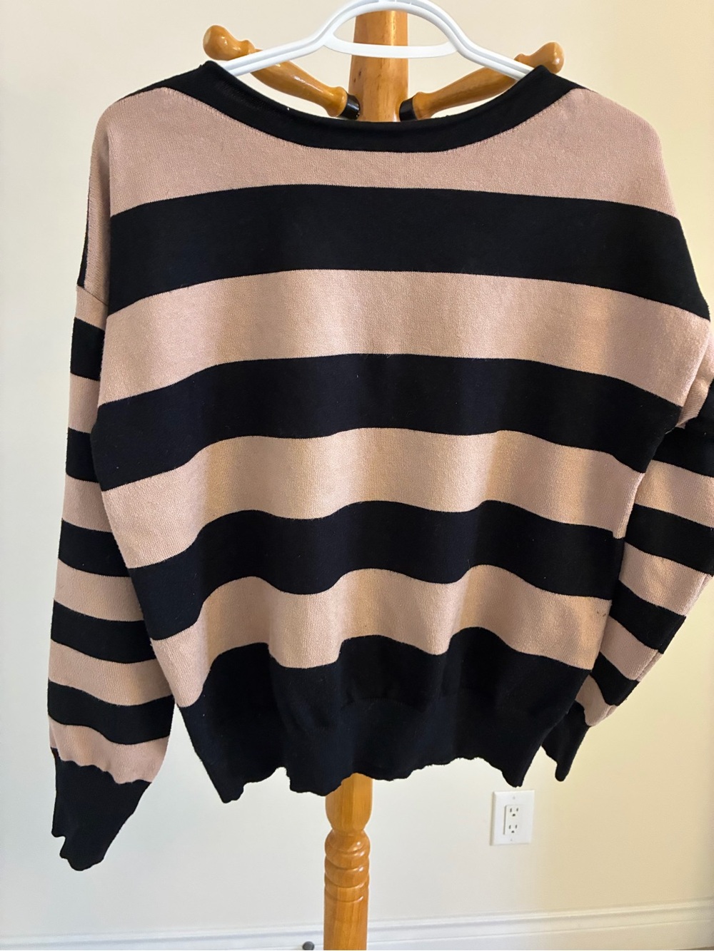 Pink Martini Black and Beige Striped Crewneck Sweater